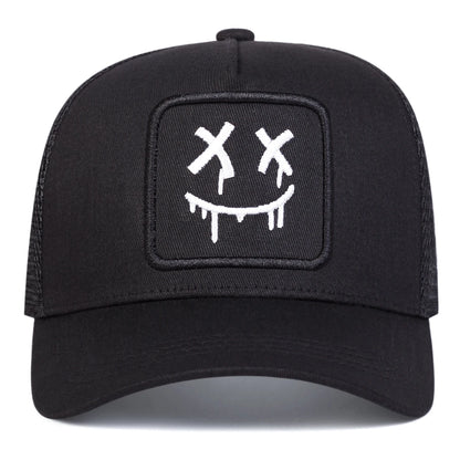 Unisex XX Smiling Face Embroidered Mesh Baseball Cap