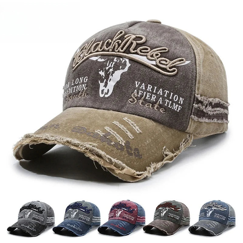 Washed Retro Embroidery Sun Protection Baseball Cap
