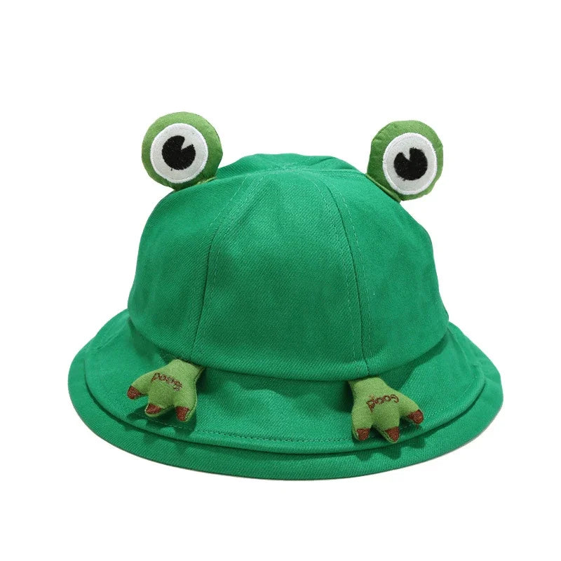 Kids Cartoon Frog Bucket Hat with Ears