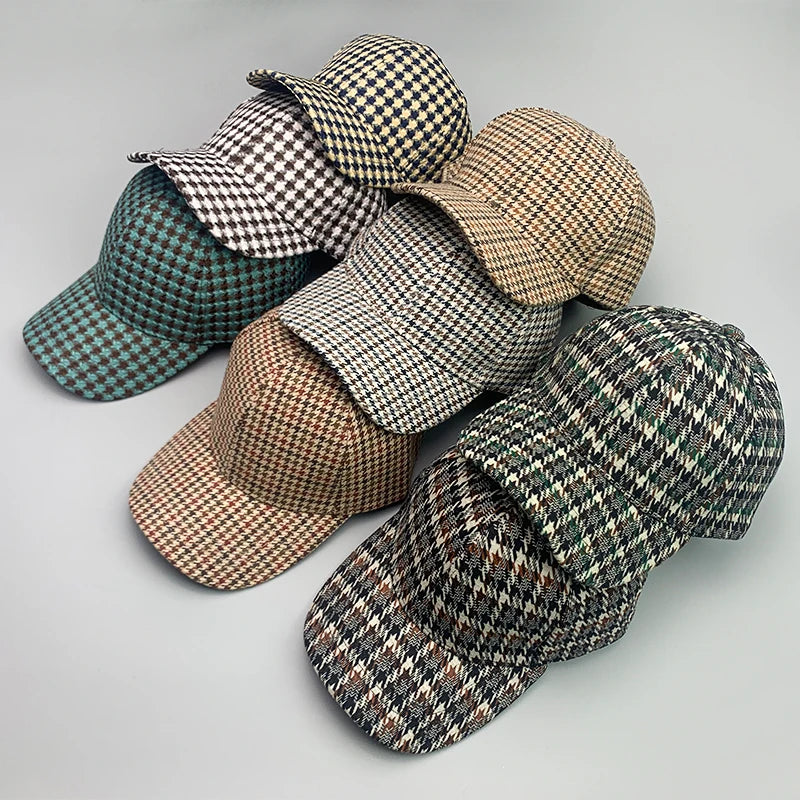 Retro British Houndstooth Classic Baseball Cap
