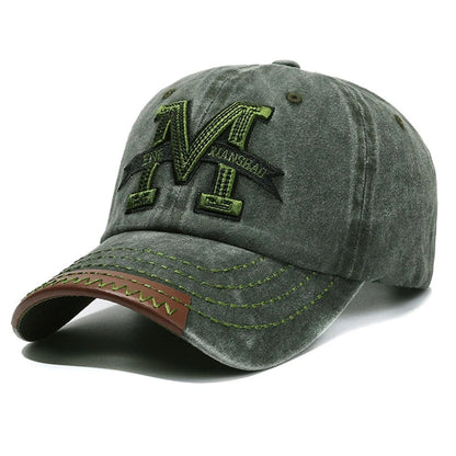 Men 3D Letter Embroidery Washed Cotton Denim Hats