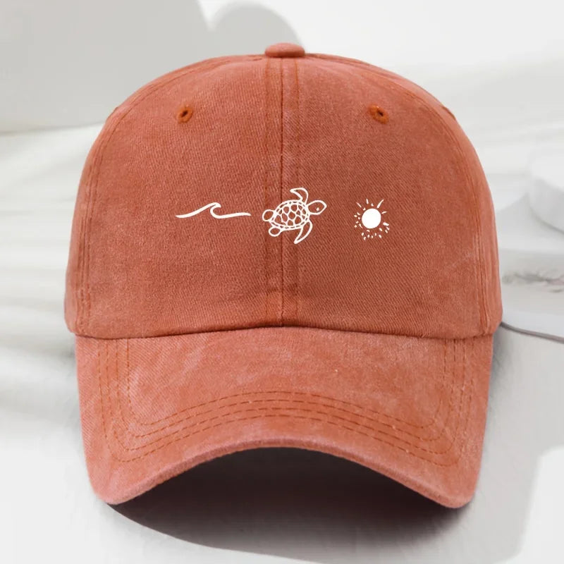 Vintage Turtle Print Duckbill Baseball Cap