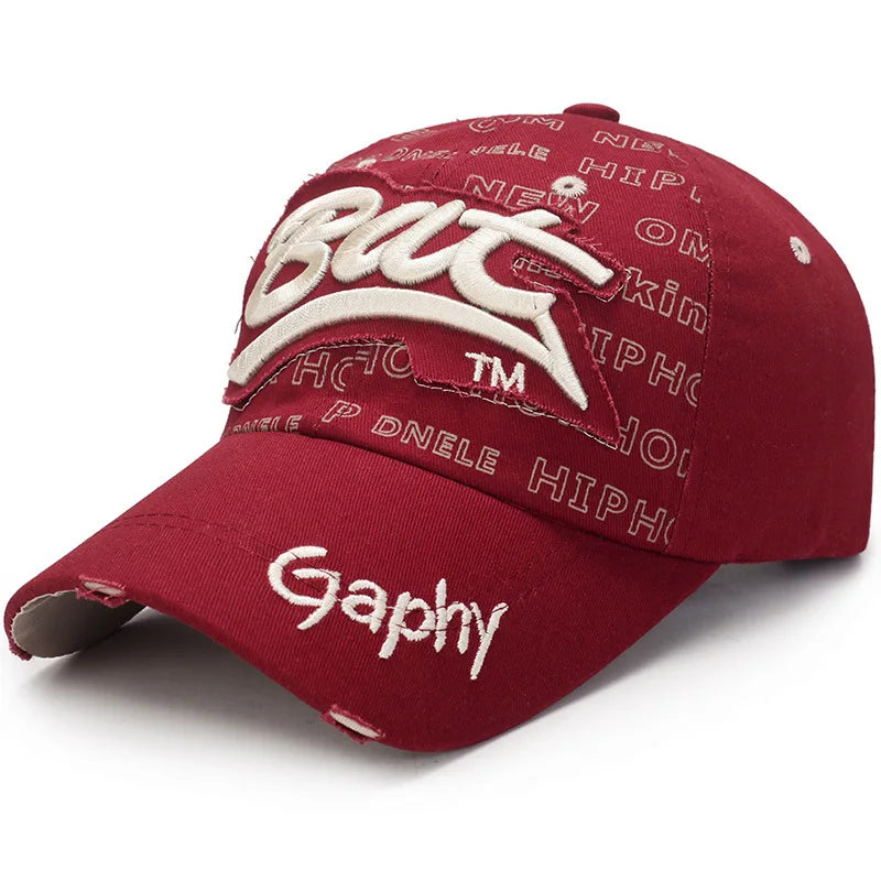 Broken Hole Bat Embroidered Hip Hop Baseball Cap