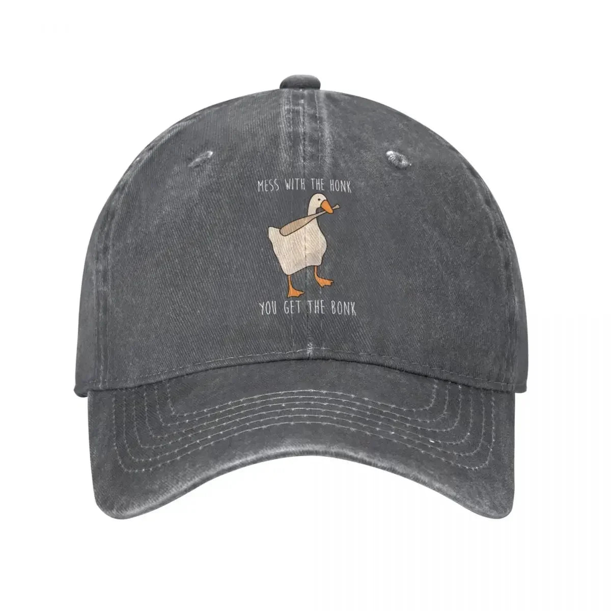 Untitled Goose Game Honk Bonk Distressed Denim Baseball Cap
