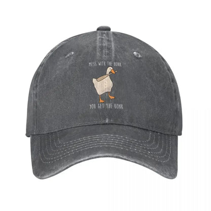 Untitled Goose Game Honk Bonk Distressed Denim Baseball Cap