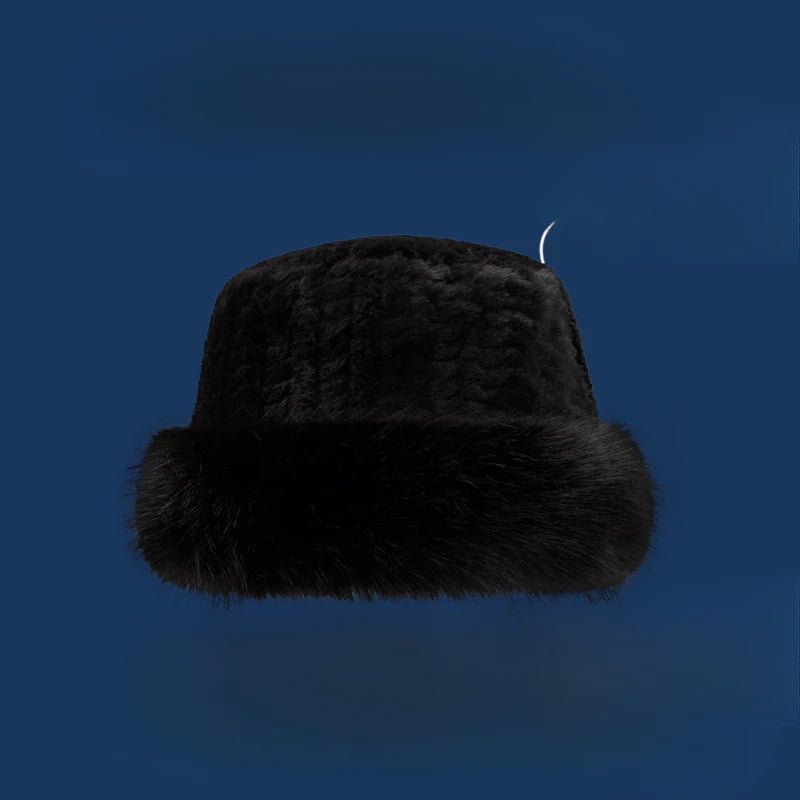 Plush Winter Fisherman Bucket Hat for Women