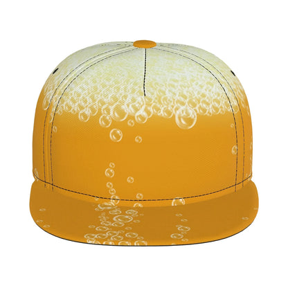 Hippie Yellow Beer Print Flat Brim Cap
