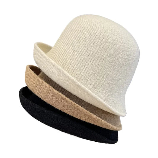 Elegant Wool Cashmere Winter Bucket Hat