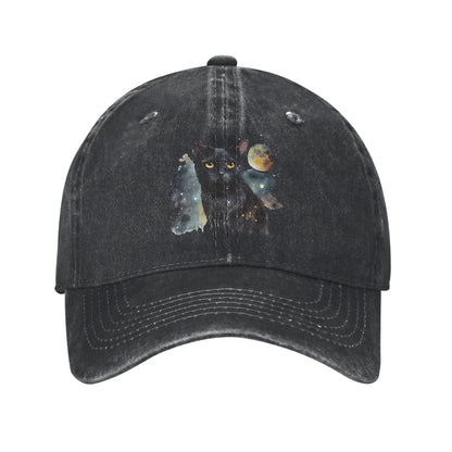 Black Cat Washed Y2K Retro Trucker Baseball Cap