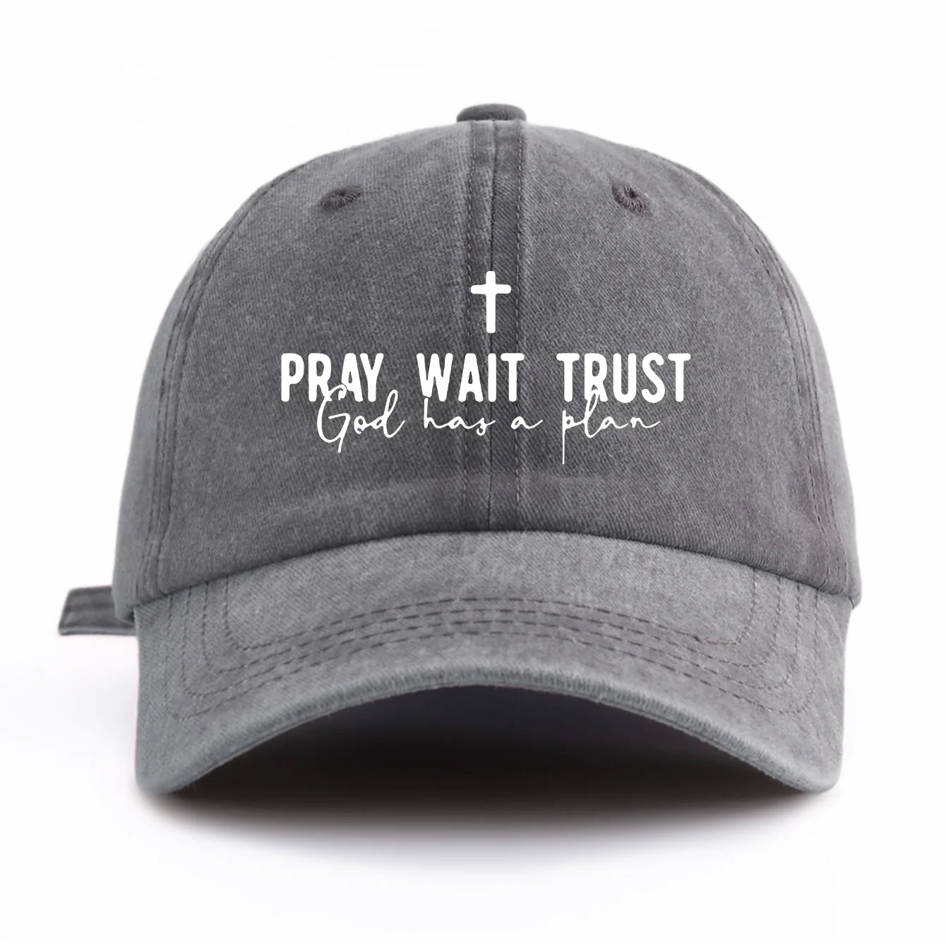 Pray Wait Trust Washed Retro Baseball Cap