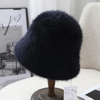 Angora Fluffy Winter Bucket Hat