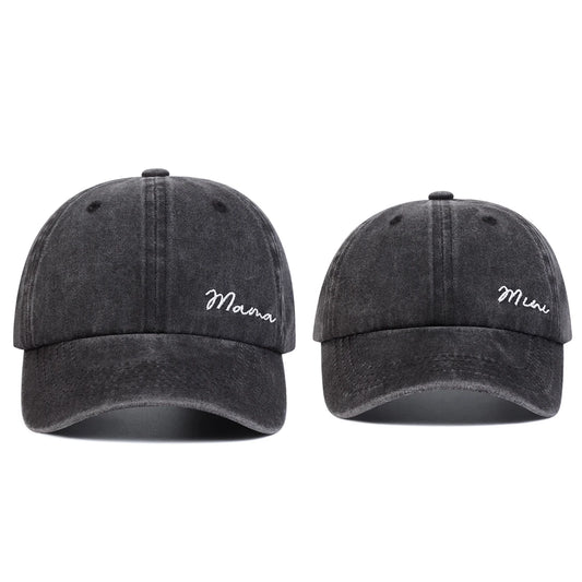 Unisex Parent Child Letter Embroidery Wash Baseball Caps