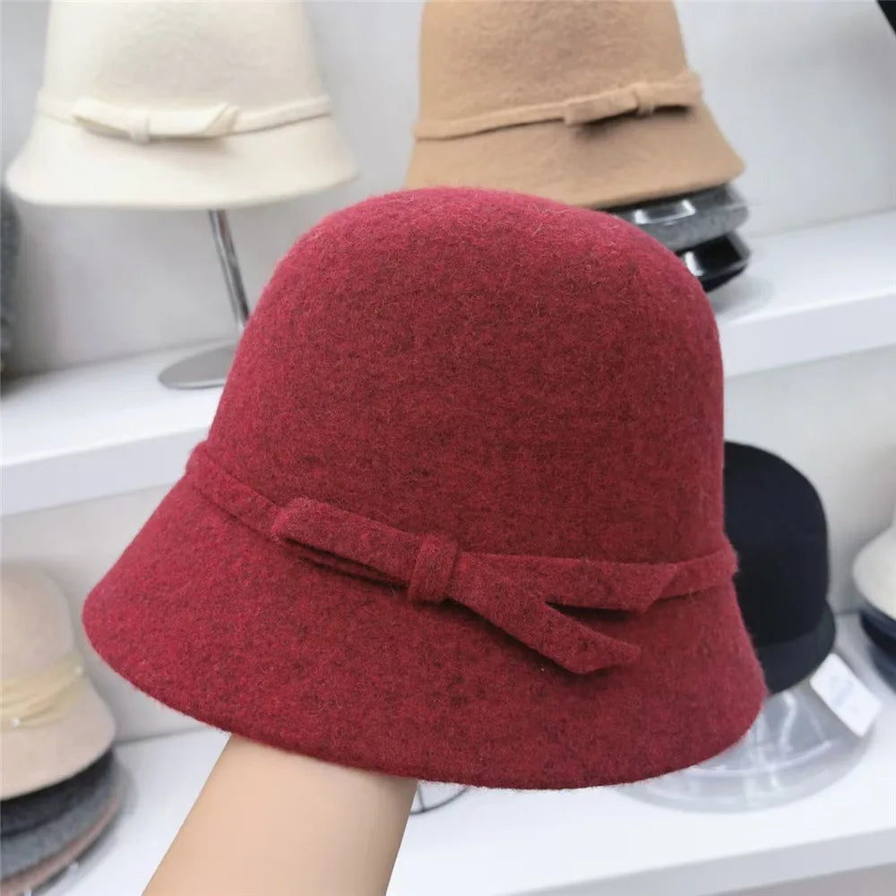 Women's Retro Wool Butterfly Bucket Hat