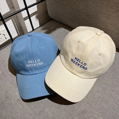 Hello Weekend Embroidered Baseball Cap