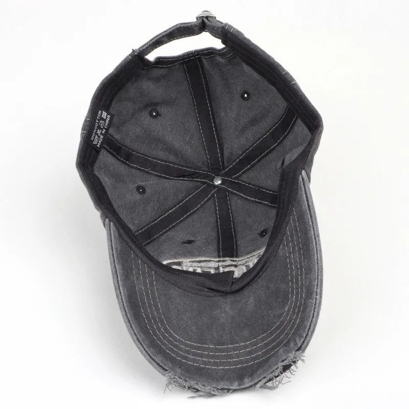 Vintage Letter Embroidered Washed Cotton Baseball Cap