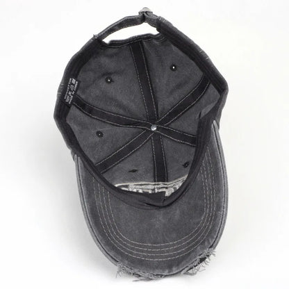Vintage Letter Embroidered Washed Cotton Baseball Cap