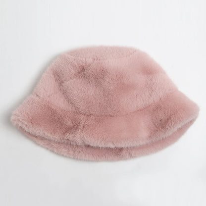 Faux Fur Bucket Hat Women Autumn Winter