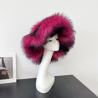 Fluffy Faux Fur Y2K Winter Bucket Hat