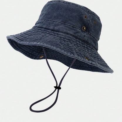 Unisex Wide-Brim Washed Bucket Hat