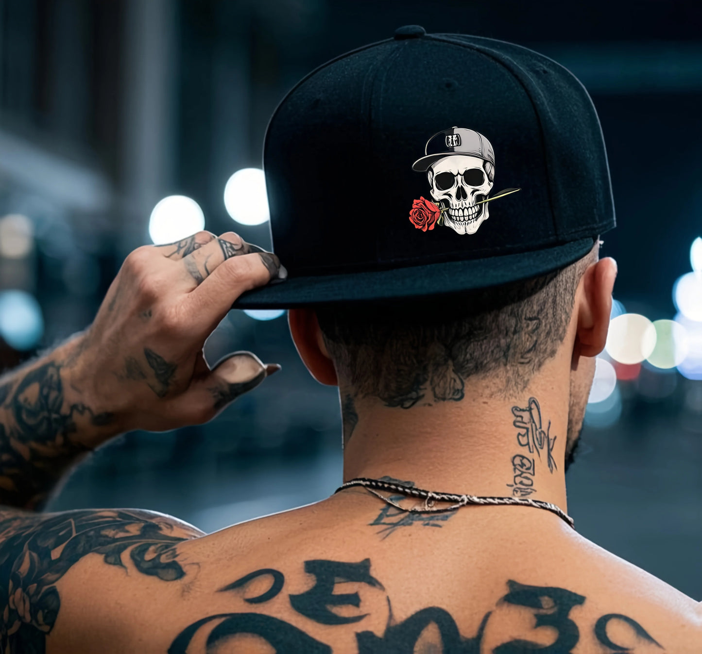Unisex Skull Rose Vintage Hip Hop Snapback Cap