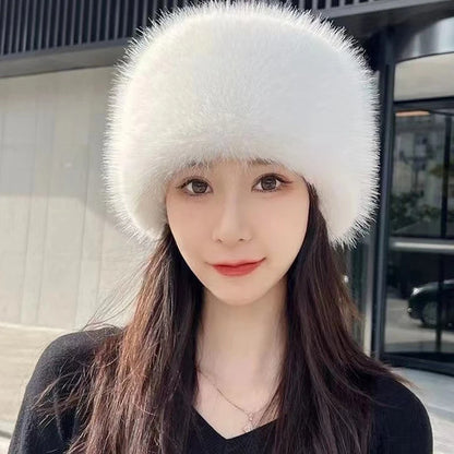 Mongolian Plush Winter Bucket Hat Women Ear Protection Warm Cap