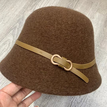 Wool Cashmere Winter Bucket Hat Unisex Warm Fishing Cap