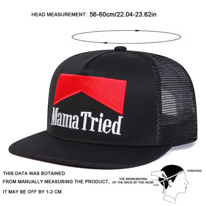 Unisex Mama Tried Embroidery Mesh Snapback Cap