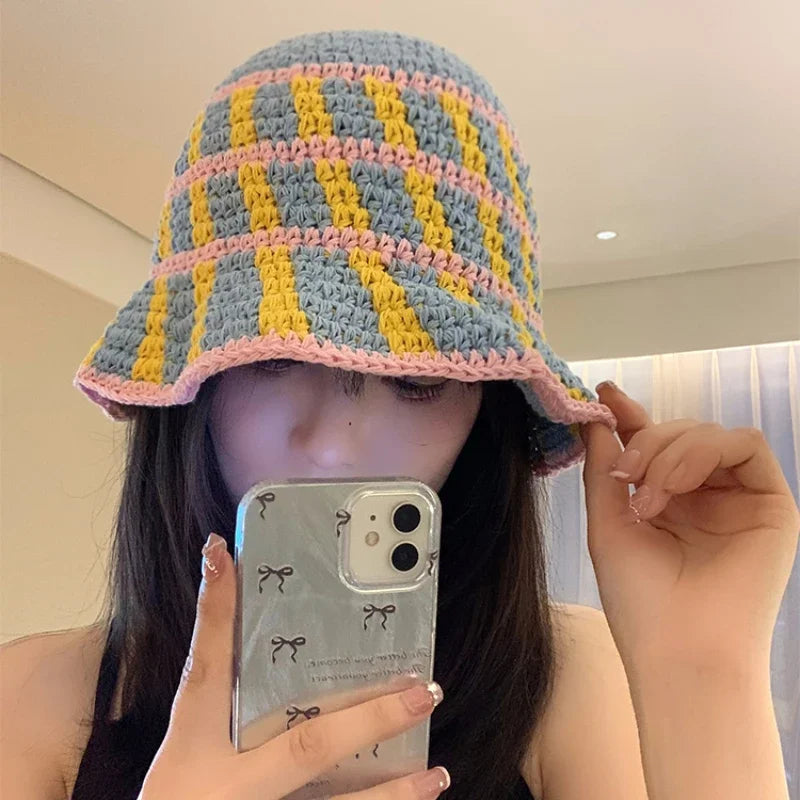 Japanese Handmade Knitted Sunscreen Travel Bucket Hat