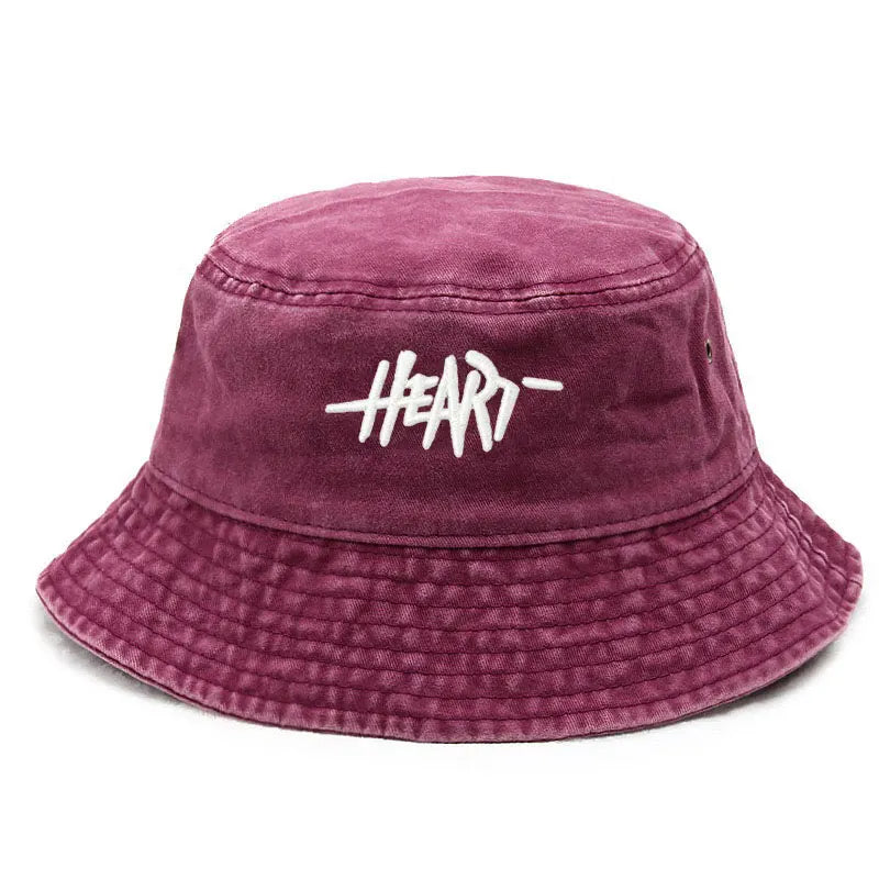 Unisex Heart Design Vintage Bucket Hat