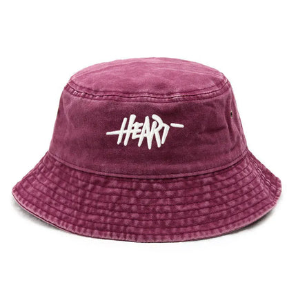 Unisex Heart Design Vintage Bucket Hat
