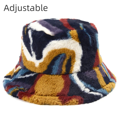 Retro Leopard Faux Fur Fluffy Bucket Hat