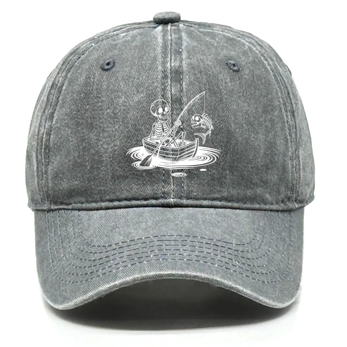Fishing Skulls Washed Cotton Snapback Caps