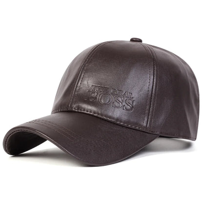 Unisex THE REAL BOSS Imprint PU Leather Baseball Cap