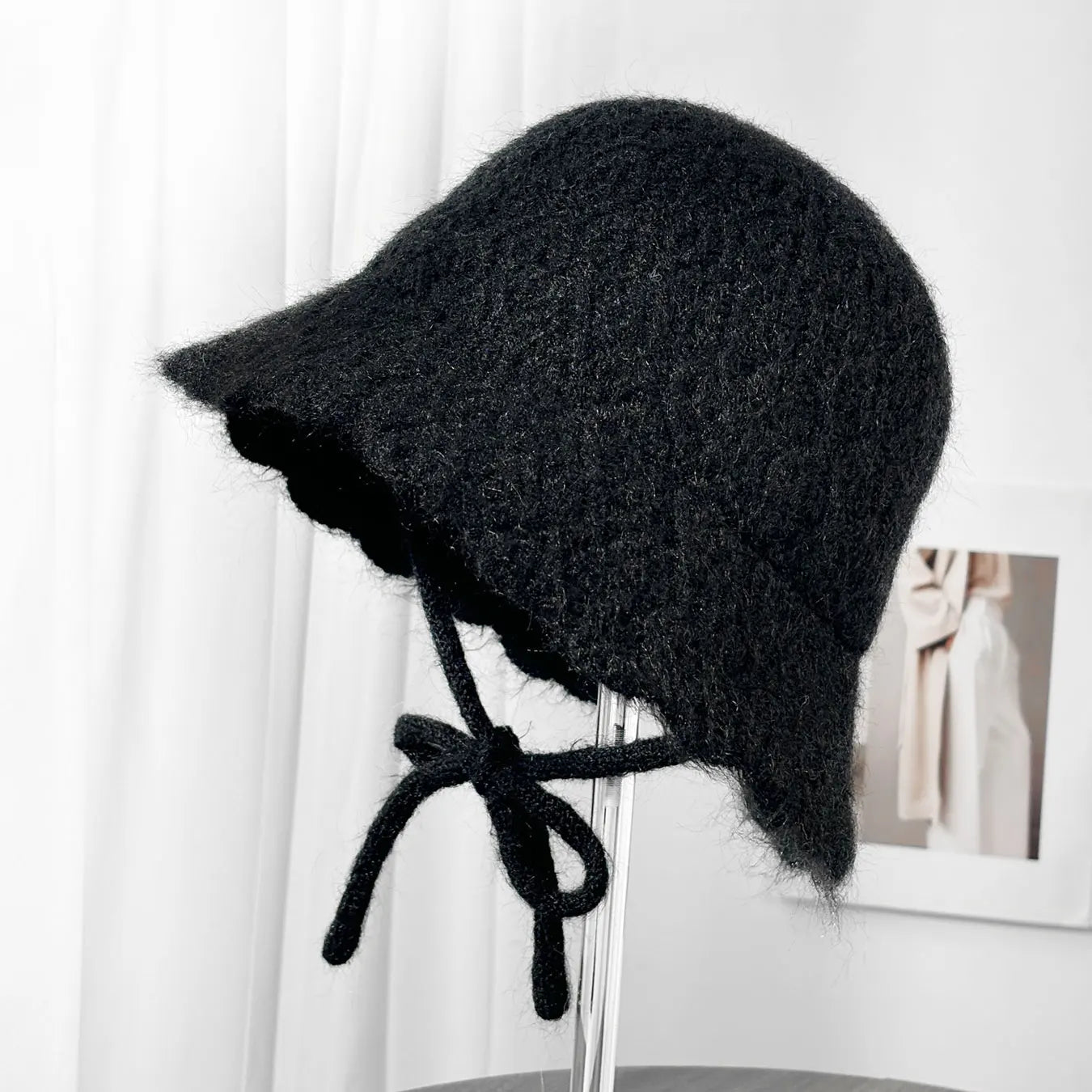 Solid Color Cable Knit Wool Winter Bucket Hat