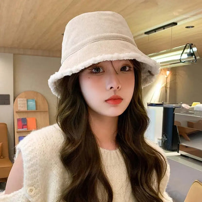 Korean Casual Lamb Wool Winter Bucket Hat