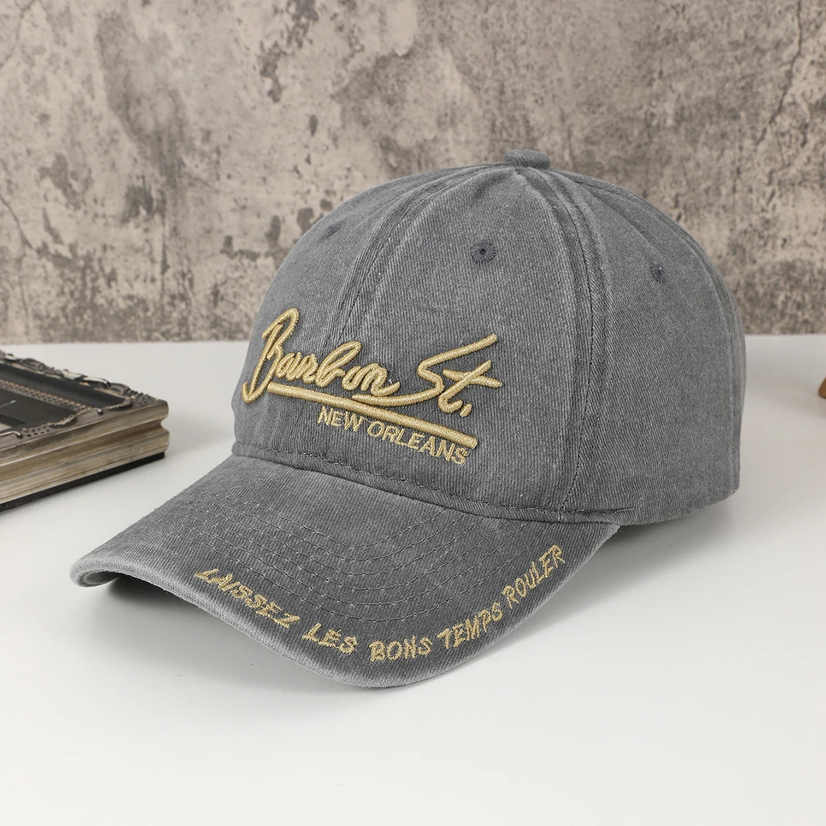 Vintage Soft-Top Cowboy Baseball Cap with Embroidered Alphabet