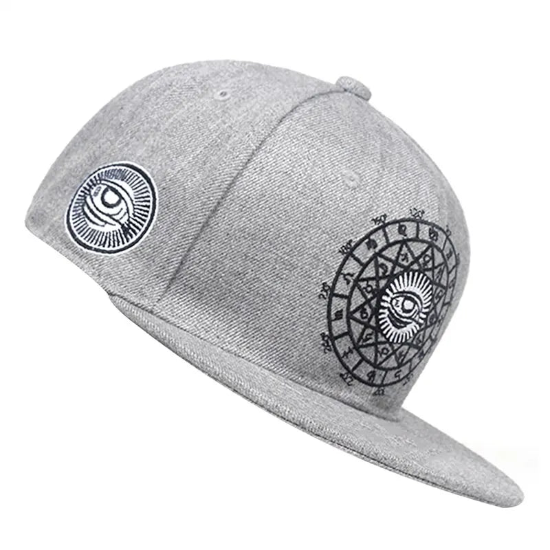 Unisex Eyes Embroidered Snapback Cap Outdoor Casual