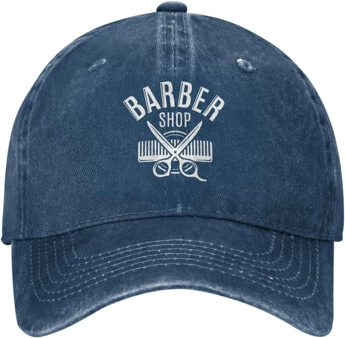 Barber Shop Tools Washed Denim Baseball Cap