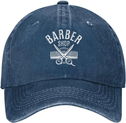 Barber Shop Tools Washed Denim Baseball Cap
