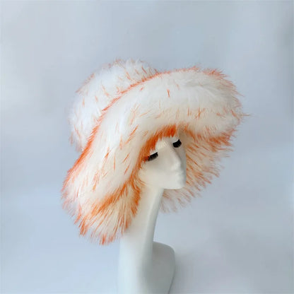 Fluffy Faux Fur Y2K Winter Bucket Hat