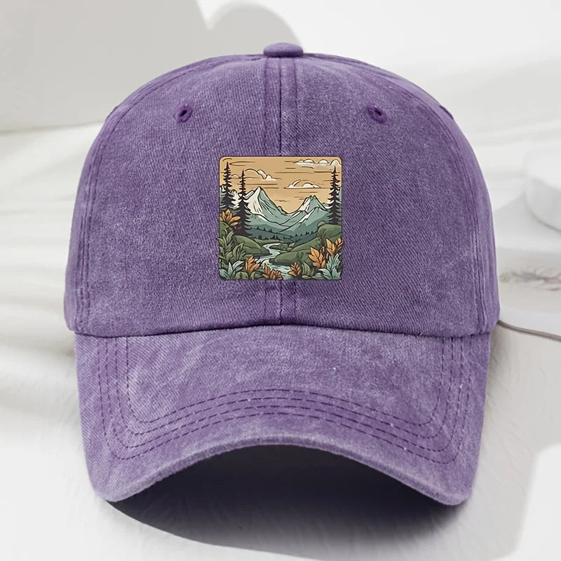Retro Landscape Print Outdoor Baseball Cap