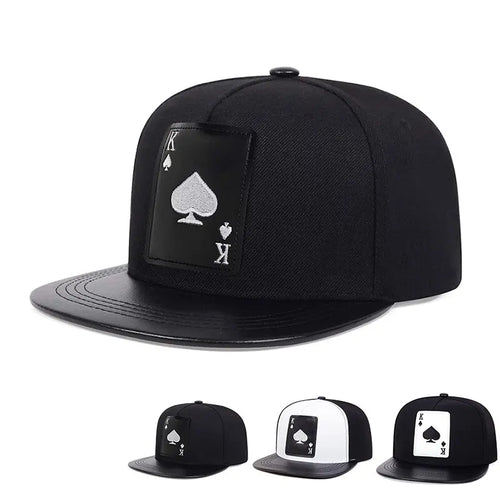Playing Card Peach Heart Leather Snapback Cap