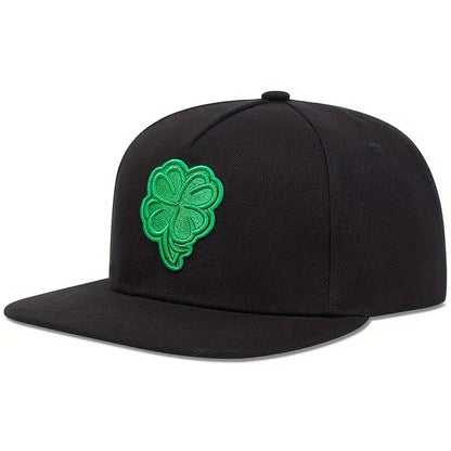 Unisex Clover Embroidered Casual Trucker Snapback Cap