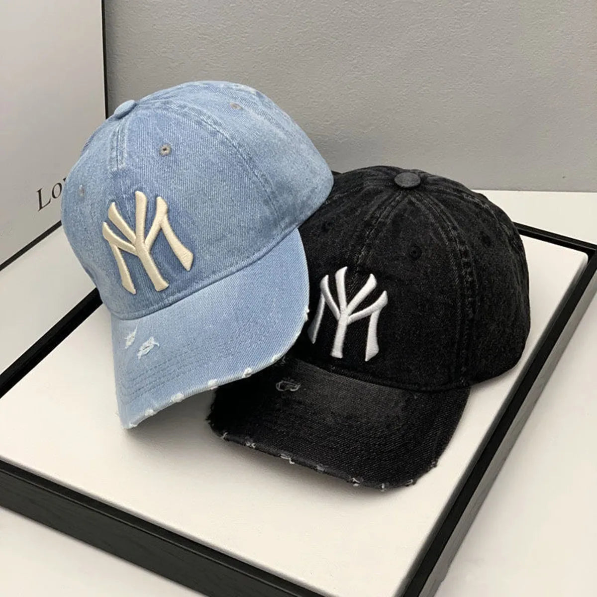 NY Letter Washed Vintage Baseball Cap