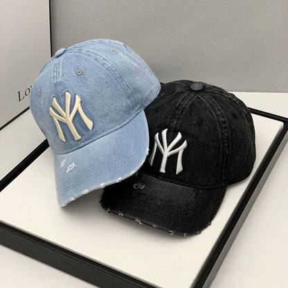 NY Letter Washed Vintage Baseball Cap