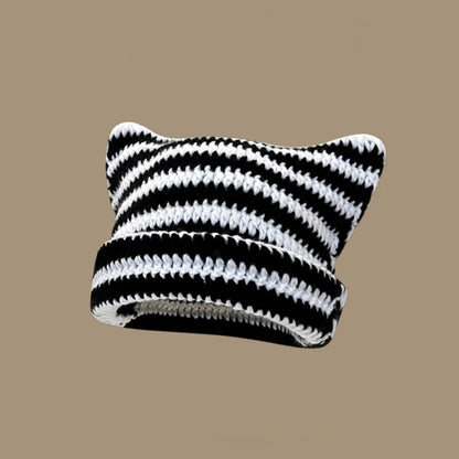 Little Devil Striped Cat Ear Bucket Hat