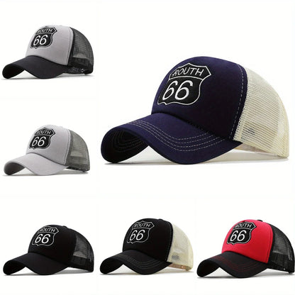 Route 66 Letter Embroidery Unisex Baseball Cap