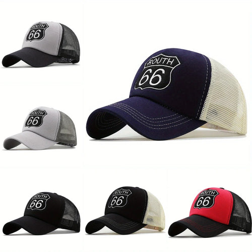 Route 66 Letter Embroidery Unisex Baseball Cap