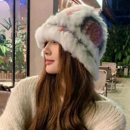 Korean Style Casual Fuzzy Winter Bucket Hat