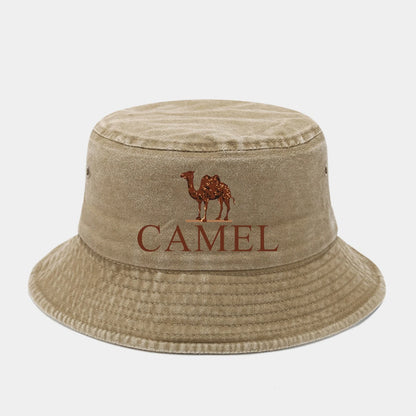 A Fashionable Printed Retro Fisherman Hat With Camel